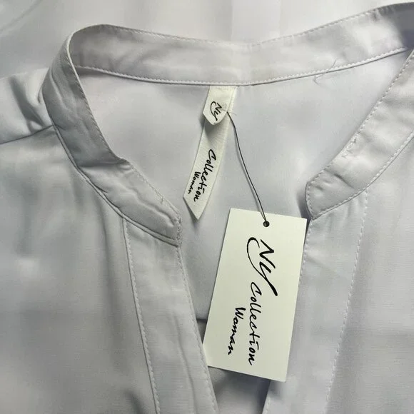 NY Collection White Button‑Up Long Sleeve Top (2X) - Picture 2 of 6